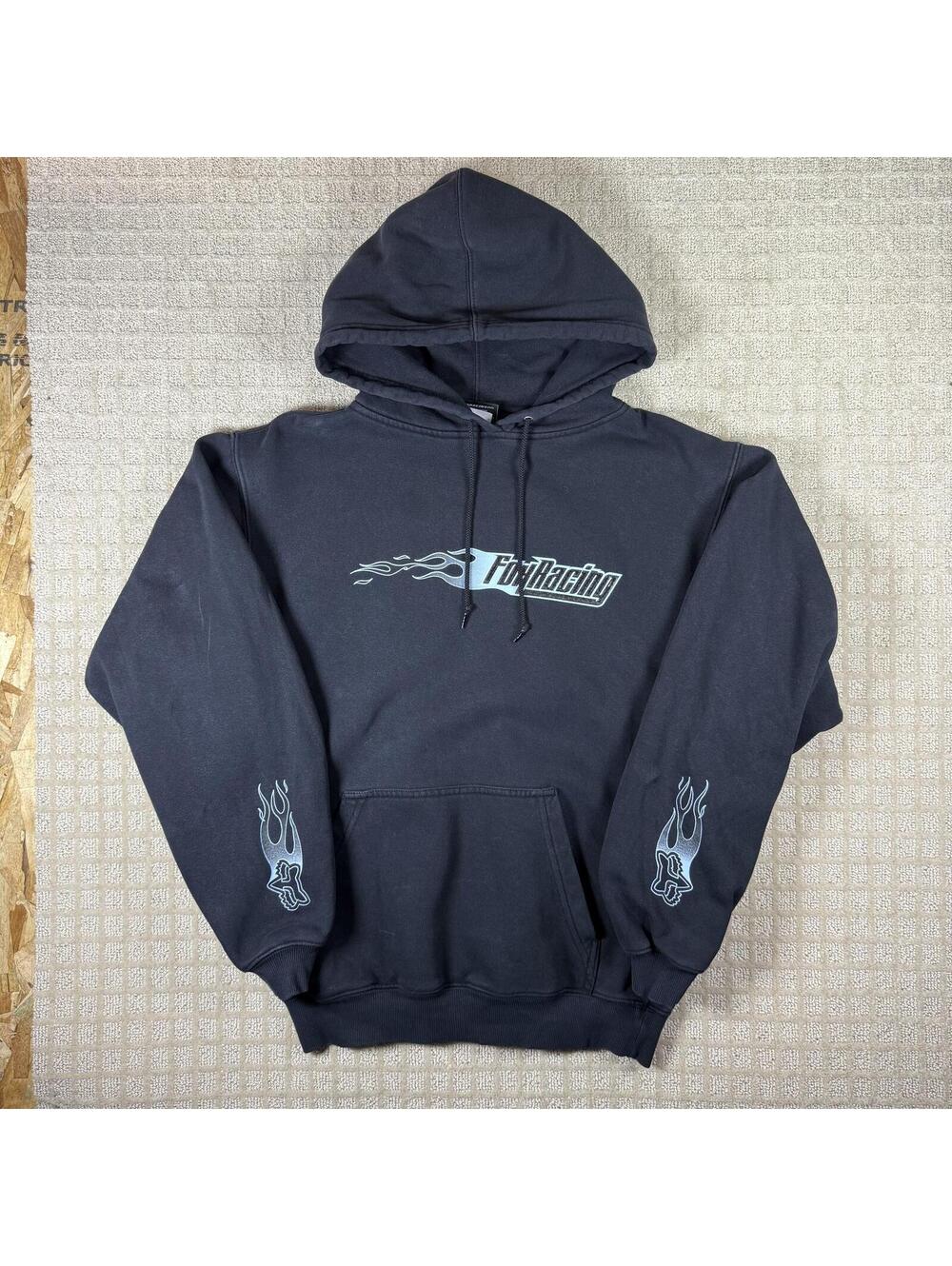 Fox Racing Flame Hoodie Medium Black Y2K